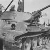 Советский танк Т-34 с разорванным стволом, Лунинец